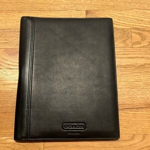 Coach black leather folio / portfolio / padfolio